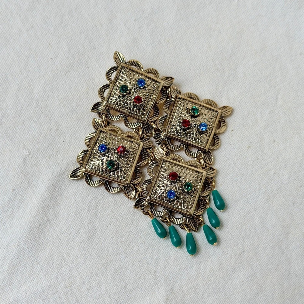 Vintage Sarah Coventry 1967 Temple of Lights Brooch Earring Set MCM Retro Pin - Picture 3 of 9